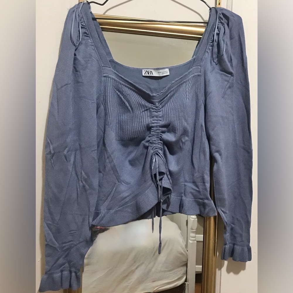 Zara Ruched Knit Sweater - Picture 4 of 4